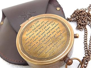 DOLLOND LONDON | Brass Engraved Quote Compass | Gifts for Men, Son, HIM, BOY | to My Son - Never Feel That You are Alone |