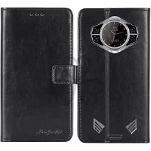 Black Business Retro Stain Resistant Stand Wallet TPU Silicone Leather Synthetic Leather Case Cover Card Storage Cover Case Pouch Folio Compatible with DOOGEE S200 5G 6.72 inch
