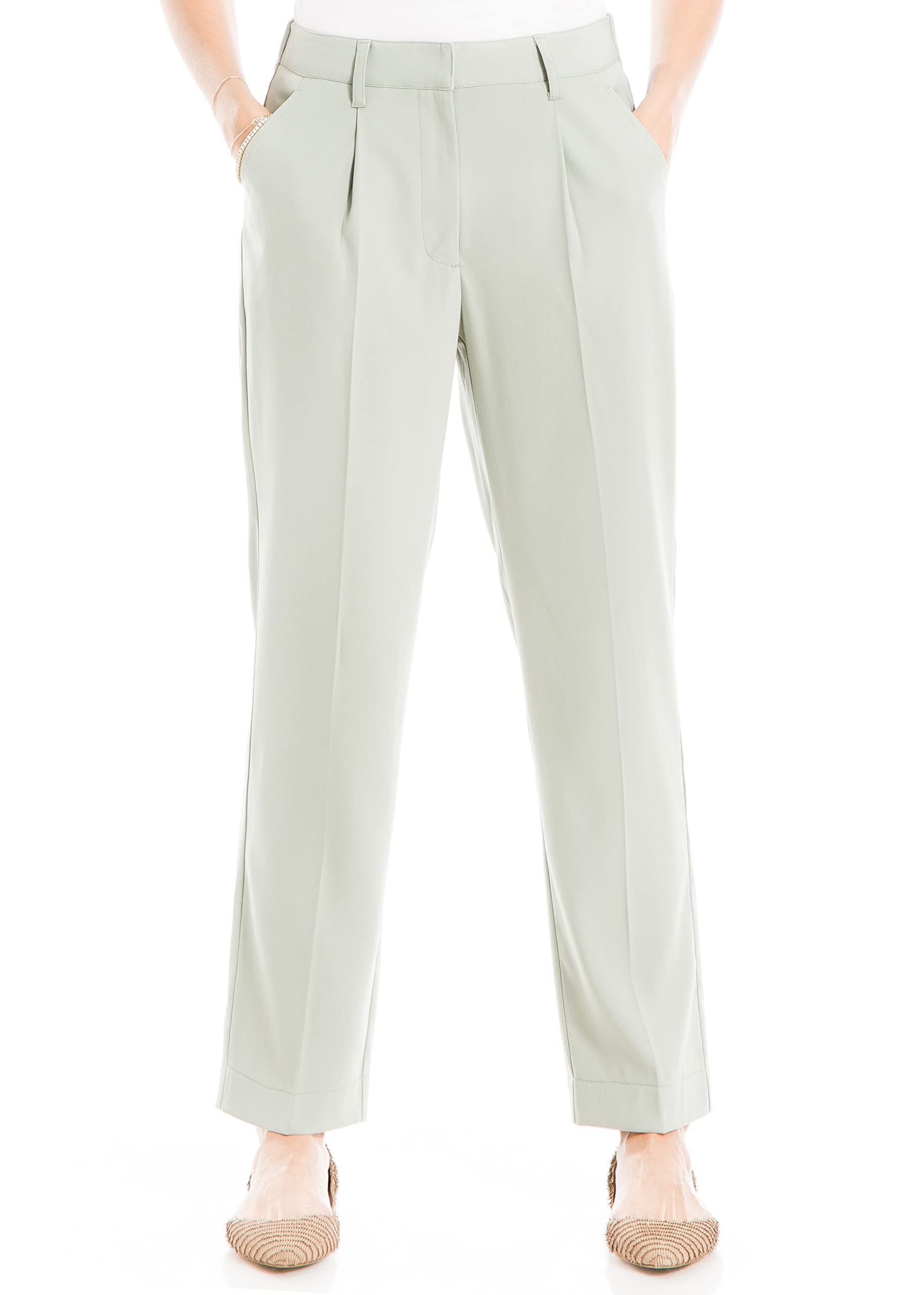 Max Studio Womens Straight Leg Pant with Zipper