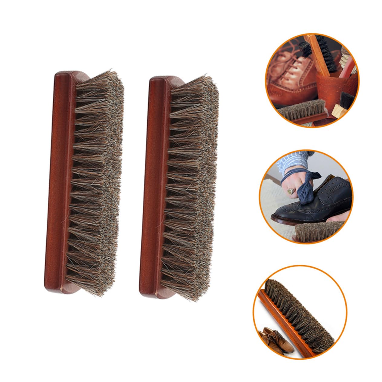 4 Piezas Cepillos de Limpieza de Zapatos de Crin de Caballo Juego para Pulido de Zapatos Limpieza de Asientos de Automóviles y Sofás Cepillo Multifuncional para Brillo y de
