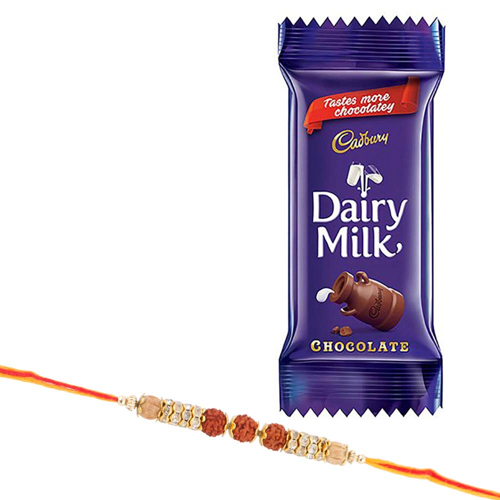SFU E Com Cadbury Dairy Milk Chocolate | Rakhi Chocolate Gift for Brother | Roli, Chawal, Chandan, Misri | 35