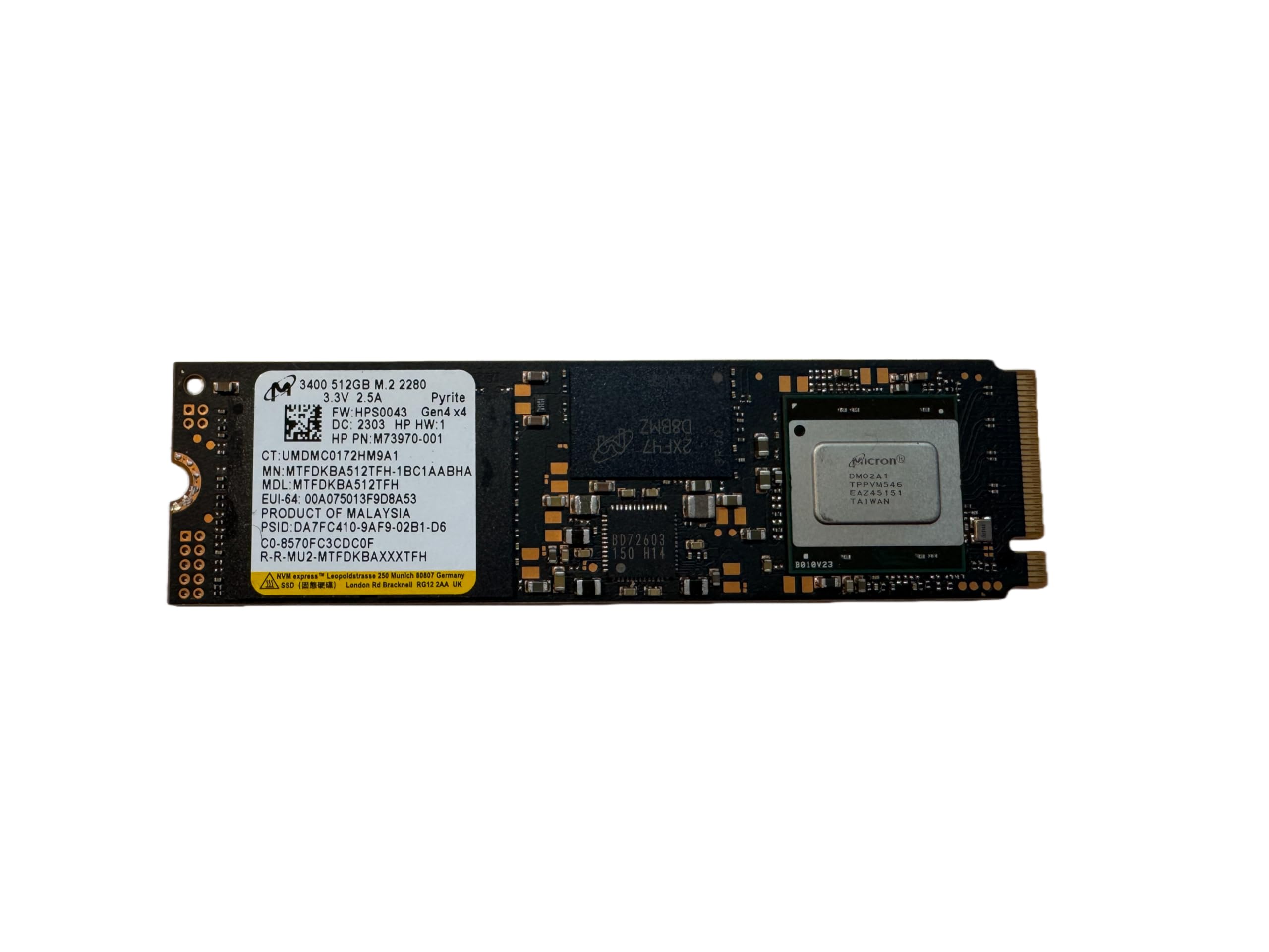 Amazon | Micron 3400 /MTFDKBA512TFH/NVMe SSD 512GB M.2 2280 PCIe