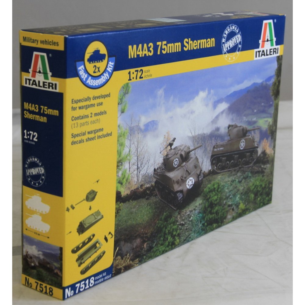 Italeri 510007518 1: 72 - Sherman M4 A3 75 mm (Pack of 2)
