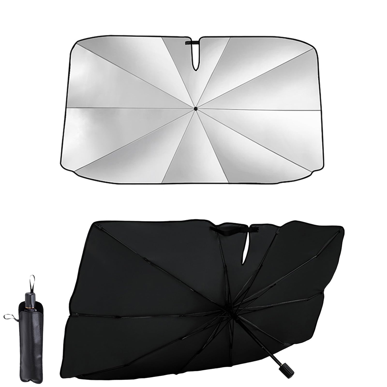 Car Windshield Sun Shade Umbrella, Foldable Windscreen Sunshade 360° Rotatable & Bendable, UV Protection Front Window Sunshade for Cars SUV Truck (140 x 79 cm)