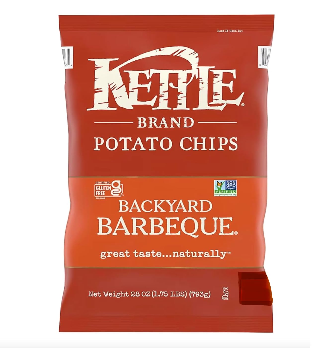 Kettle Potato Chips Backyard Barbeque Kettle Chips, Family Size Bag, 1.70 lbs