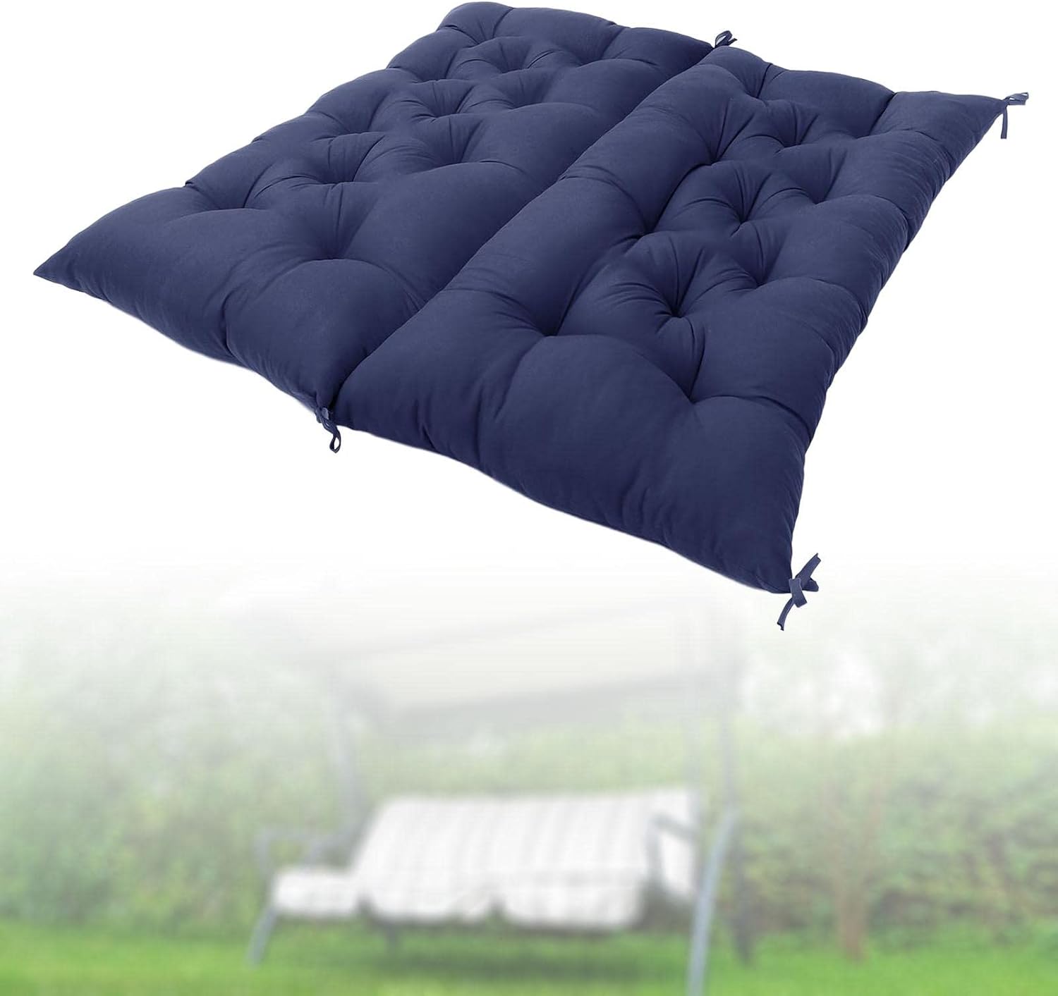 Durable Removable Patio Pad Comfortable Washable Garden Swing Sofa Cushion Mats (Dark Blue)