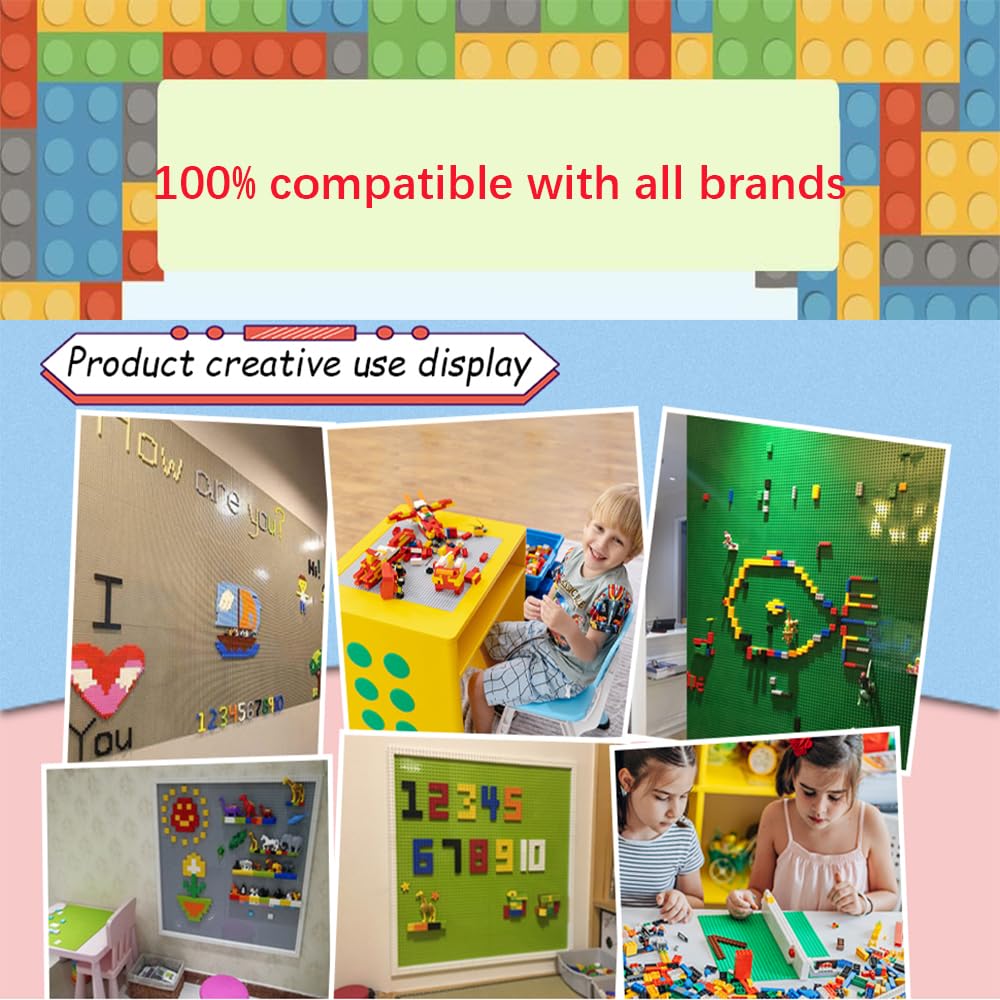 Set di 8 pannelli compatibili con Lego Classic, piastra verde blu e grigio sabbia, 25,5 x 25,5 cm