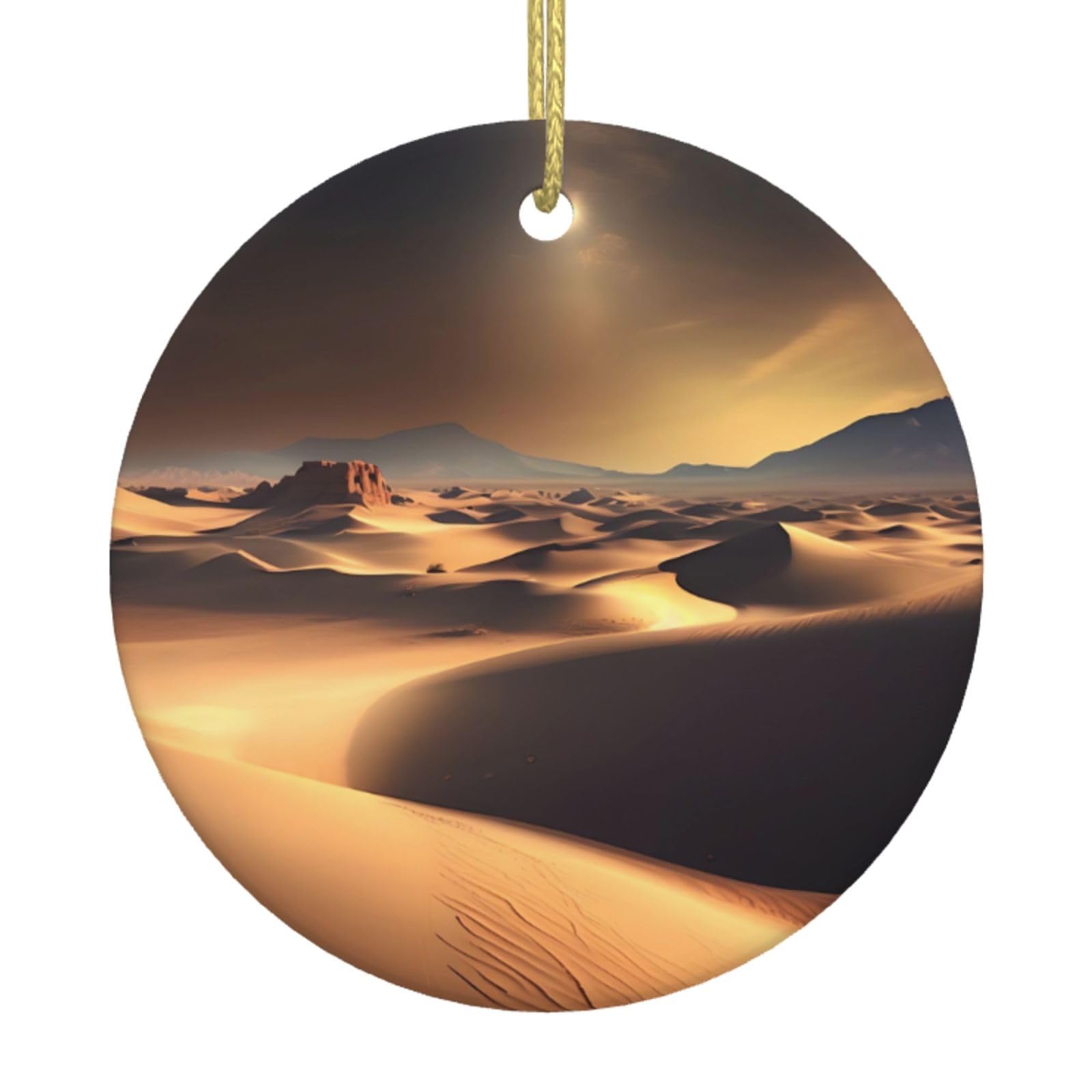 Sahara Desert Printed Christmas Tree Ceramic Ornaments Holiday Decoration Christmas Unique Pendant for Christmas Party