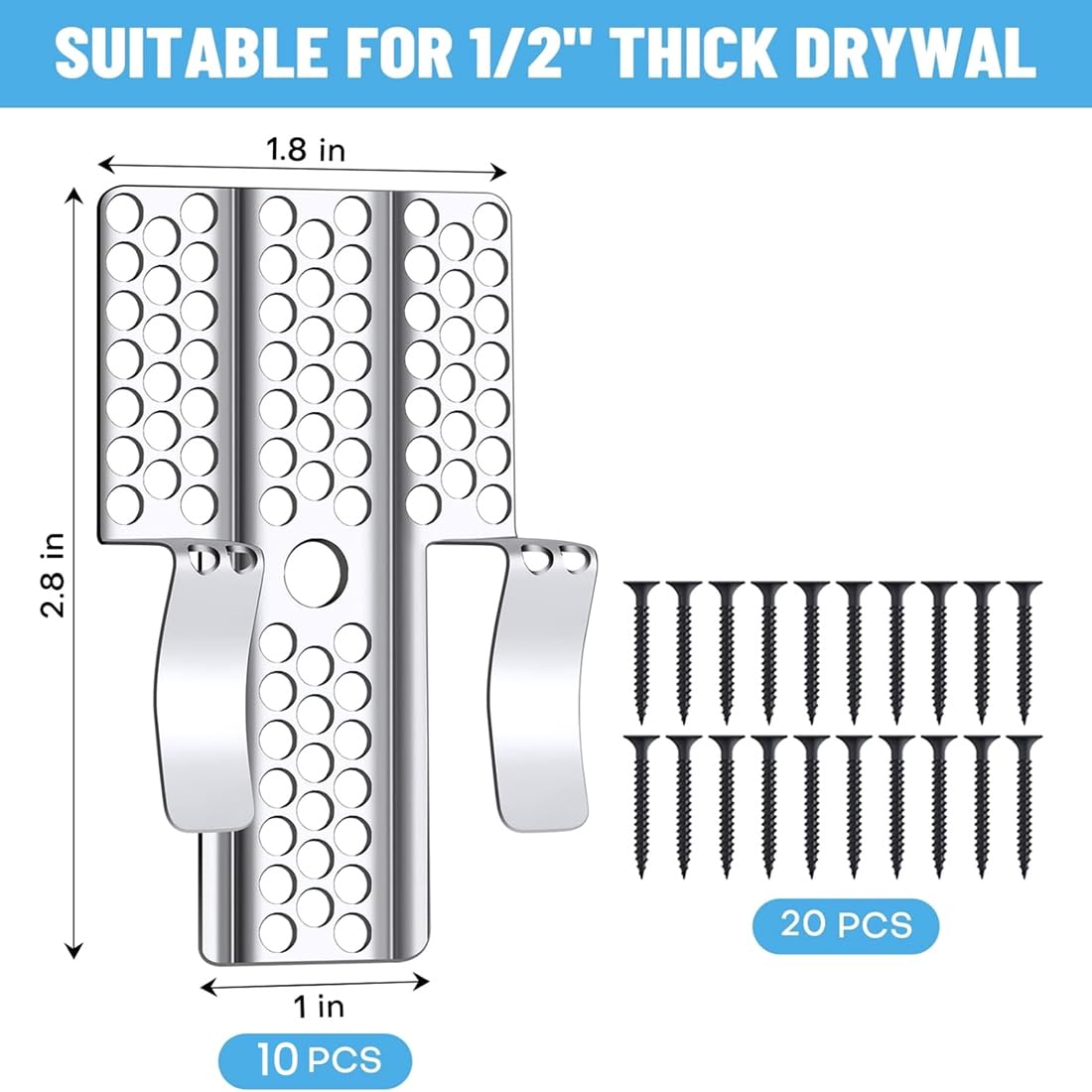 Trockenbau-Reparaturclips Wandpatch-Kit 10 Stück mit Schrauben für 1/2 Sheetrock
