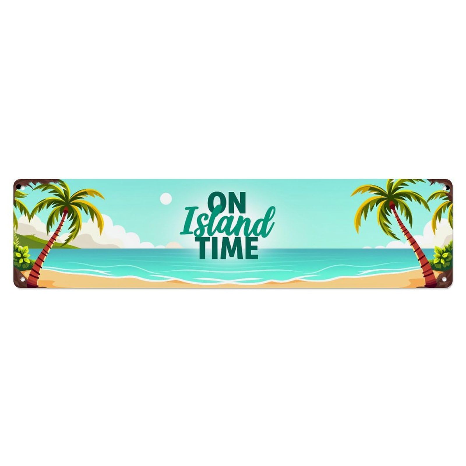 Jdyaojiesheng Vintage Tropical Beach Palm Trees Ocean Sky Tin Sign Retro Metal Wall Decor Metal Poster, Home Bar Garage Farmhouse Cafe Wall Art Decoration 4X16inch