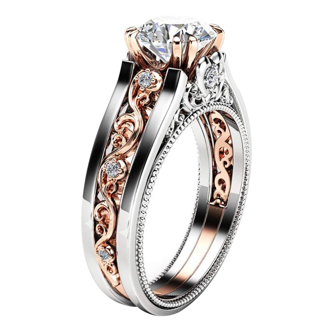 Peora Two Tone Stylish Solitaire Ring Fashion Jewellery for Women Girls - Valentines Gift for Her (B07MXGDHH1) Amazon Price History, Amazon Price Tracker