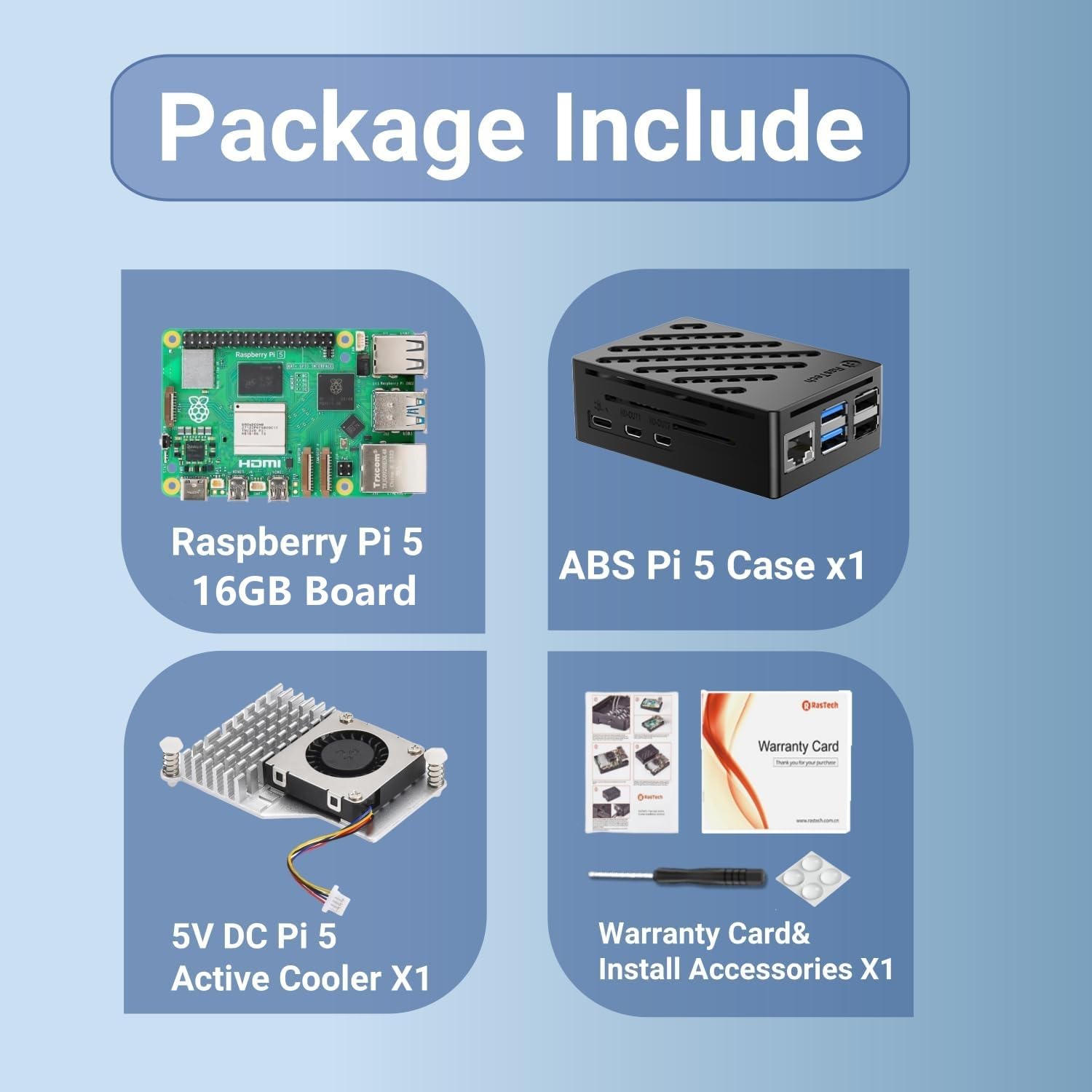 Amazon.com: RasTech Raspberry Pi 5 Kit 16GB RAM with Active Cooler