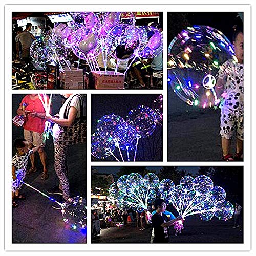 Led Light Up Bobo Balloons Colorful 10 Packs,3 Levels Flashing Handle,20 Inches Bubble Balloon,70Cm Stick,Christmas Birthday Party Decoration #TOP6