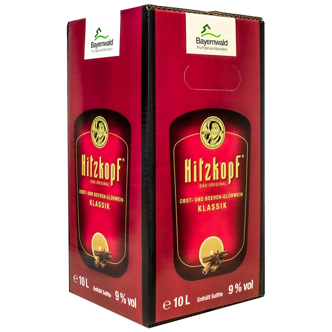 Bayernwald Hitzkopf Glühwein Klassik, aus Obst- und Beerenwein, hergestellt mit natürlichen Früchten in bester Qualität, 9 % vol, BIB 10 l