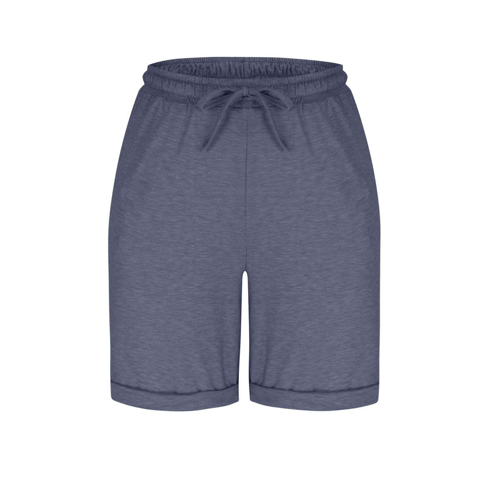 Short de survêtement longueur genou pour femme, taille haute avec cordon de serrage réglable, coupe ample et légère, idéal pour la course à pied, le fitness et les activités estivales en extérieur