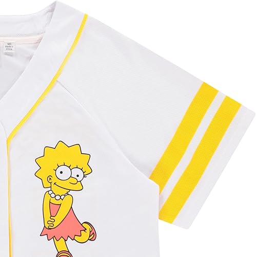 Miniatura 4 de The Simpsons Camiseta de béisbol para mujer, Lisa, Krusty, Bart y Homer Simpson con botones de malla