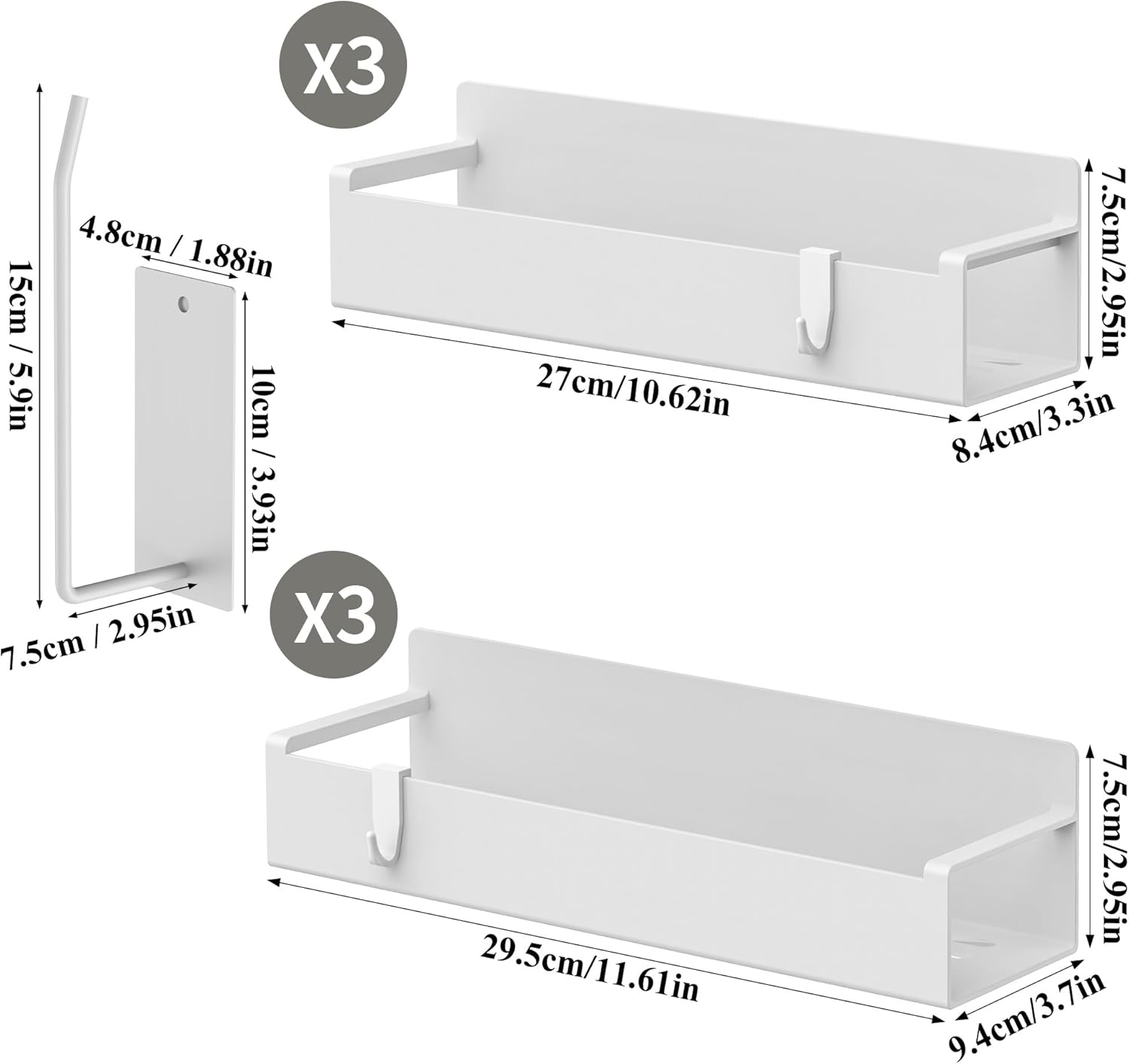 HuggieGems Magnetic Water Bottle Holder for Refrigerator, Cup Holder Organizer for Stanley and Tumbler for Kitchen, 6 Pack, White