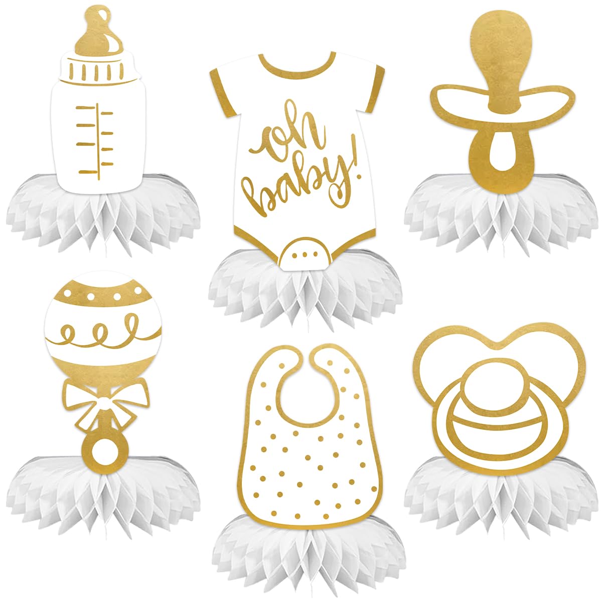 6pcs Baby Shower Centerpieces for Neutral Gold Baby Shower Decorations Oh Baby Honeycomb Gender Neutral Baby Shower Decorations Table Decorations