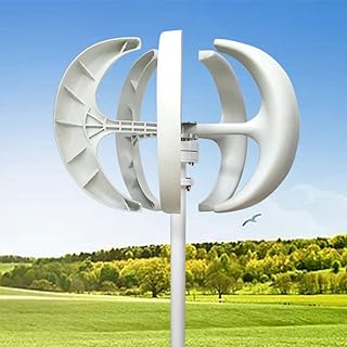 Vertikaler Windgenerator, 600W 12V 5 Blatt Laterne Typ 5-Blatt Vertikale Achse Windturbine Generator mit Controller und Flanschplatte für Heim, Boot, Straßenbeleuchtung (Weiß)