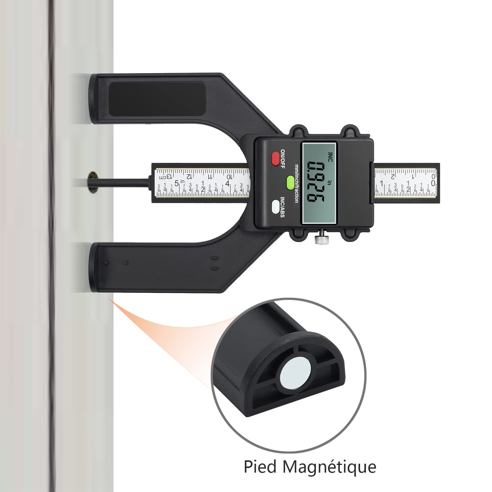 Proster Profondimètre Numérique Jauge de Hauteur 80mm/3.14in avec Batterie Précision de 0.10mm/0.004in avec Fonction ABS/INC Mesure de Hauteur/Profondeur pour Menuiserie Bois Scie à Table