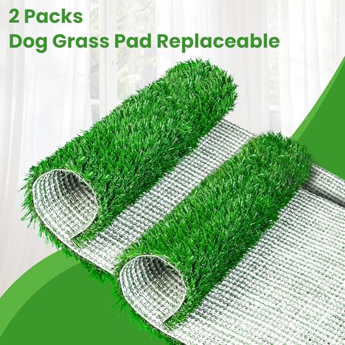 Image of Dog Grass Pee Pad, 2 Pack Puppy Pee Mats Fake Grass Reusable Artificial Indoor Outdoor Litter Box Training Rug with Drainage Holes for Small Dog