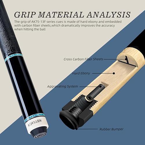 Miniatura 7 de KONLLEN Taco de piscina de fibra de carbono de 58 pulgadas, palos de piscina profesionales para adultos, tecnología de carbono completo, baja