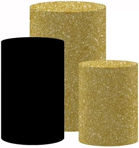 Miniatura 2 de NIVIUS PHOTO Cubierta cilíndrica de tela elástica con efecto brillante dorado para decoración de cumpleaños, despedida de soltera, 14.2 x 29.5 in,