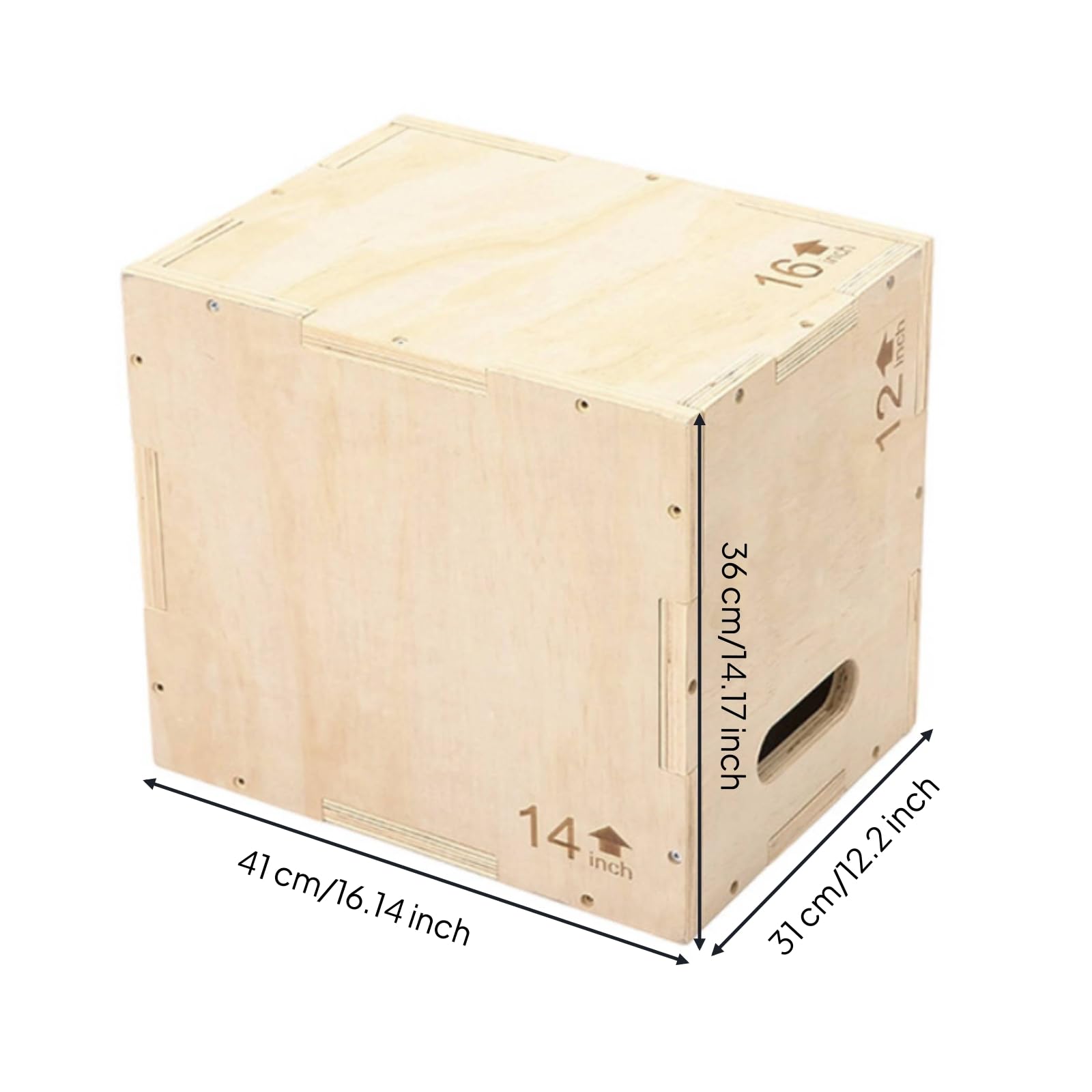 Box Pliometrico in Legno Stabile Scatola Pliometrica con Maniglie Resistente Pedana Fitness per Atleti, Palestra Domestica