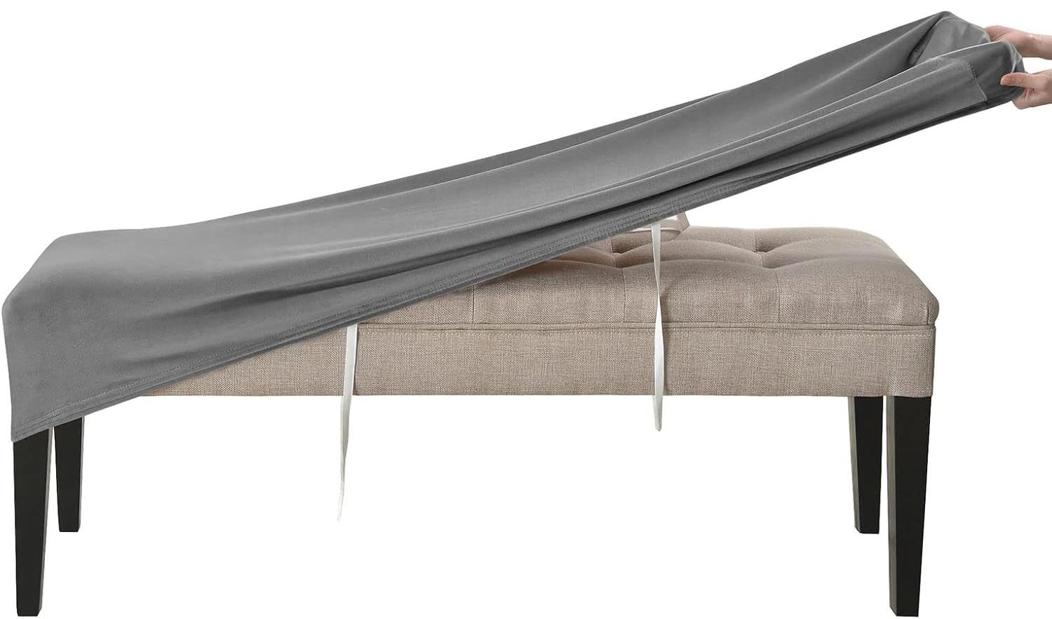 Rtsfkfs Grey Velvet Bench Slipcover Washable Upholstered Seat Protector Cover For Living Room, Kitchen & Bedroom(Grey)