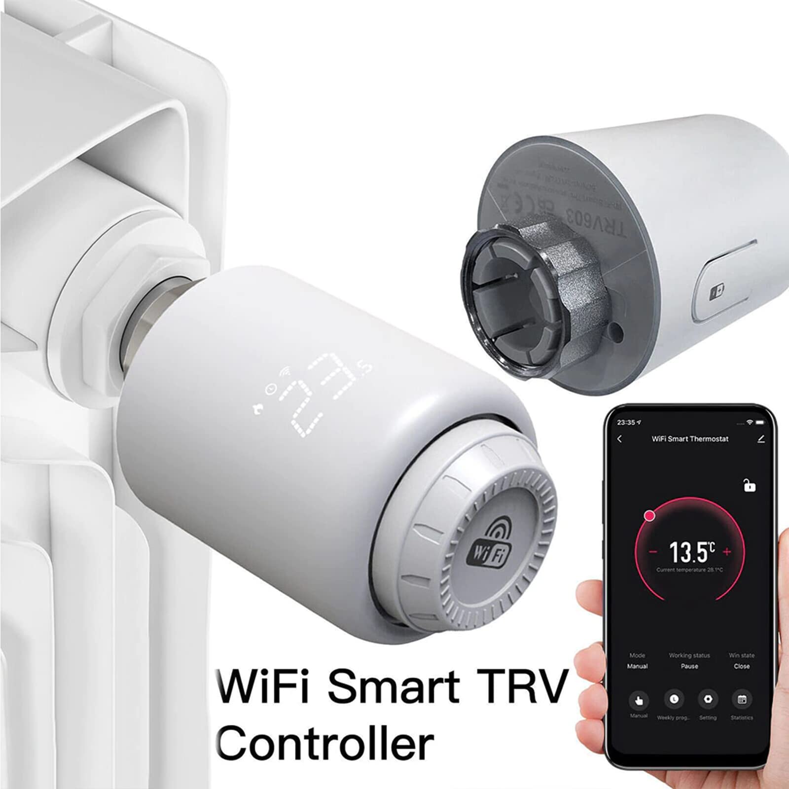 Termostato Intelligente WiFi per Riscaldamento - Controllo via App Tuya/Smart Life, Senza Hub, Programmazione a Risparmio Energetico, Compatibile con Alexa/Google