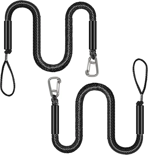 Bungee Dock Lines, 4 Feet Bungee Shock Cords Bungee Docking Rope Mooring Rope for Boat,PWC,Jet ski,Pontoon,Kayak,Canoe,Power Boat,Watercraft (Black Single Hook)