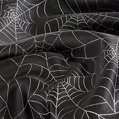 image for Benson Mills Halloween Twinkle Spider Web Metallic Fabric Table Cloth,