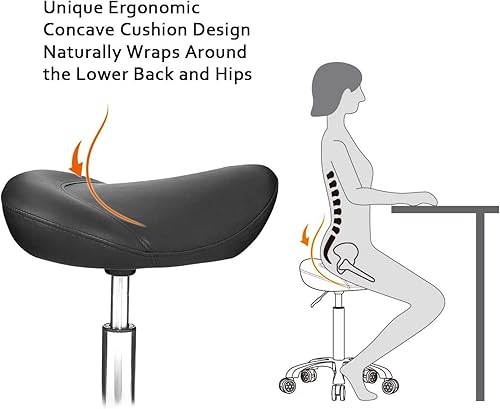 Miniatura 4 de EASY LIFE Taburete con ruedas hidráulico ajustable con ruedas para oficina, hogar, salón, spa, estudio (negro)
