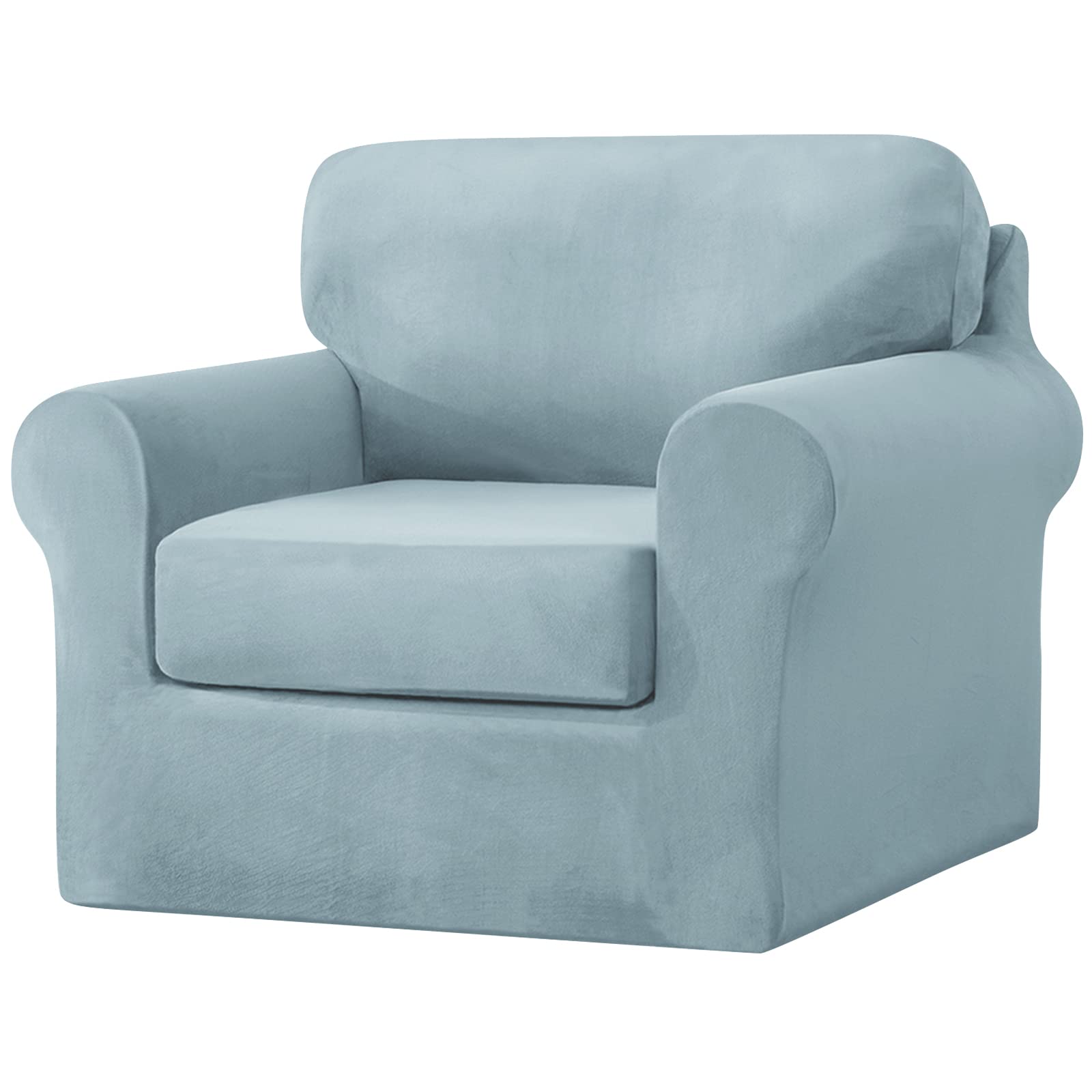 SYLC Sofa Cover with Separate Seat Cushions and Backrests Stretch Velvet Sofa Slipcover Couch Covers Furniture Protector Split Combined (Light blue,Large 1 Seat Set 3 PCS)