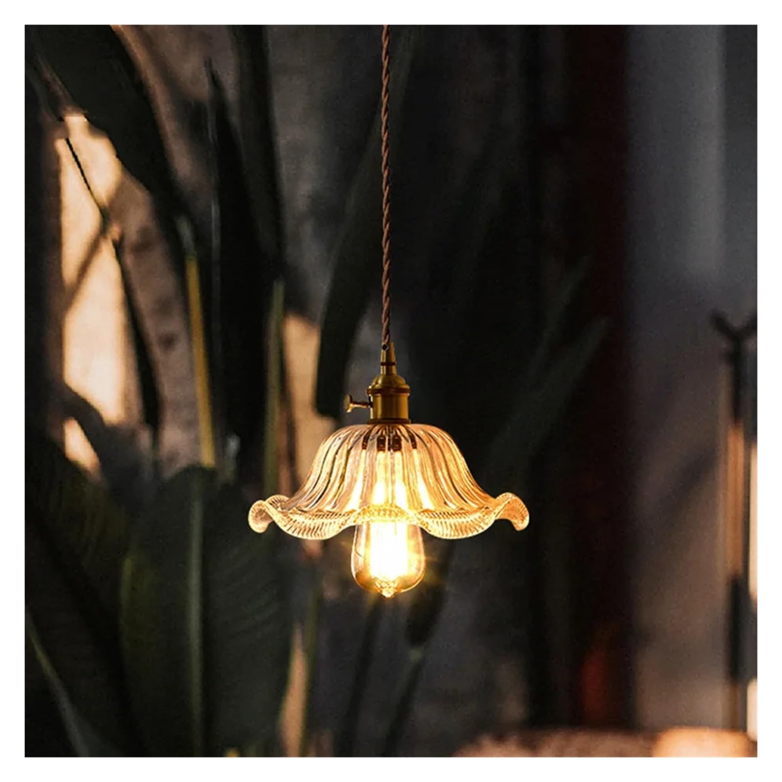 RRJJ American Country Retro Flower Pendant Light Nostalgic Coffee Bar Clothing Shop Glass Chandelier Indoor Lighting Compatible with Home,Led Chandeliers