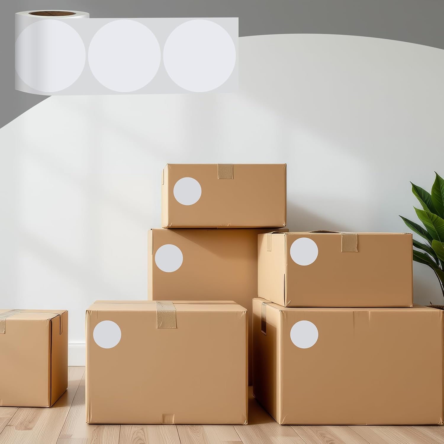 500 PCS 5 Inch Circle Stickers - Adhesive Round Dots Color Coding Labels for Warehouse Office Home Inventory Organization(White)