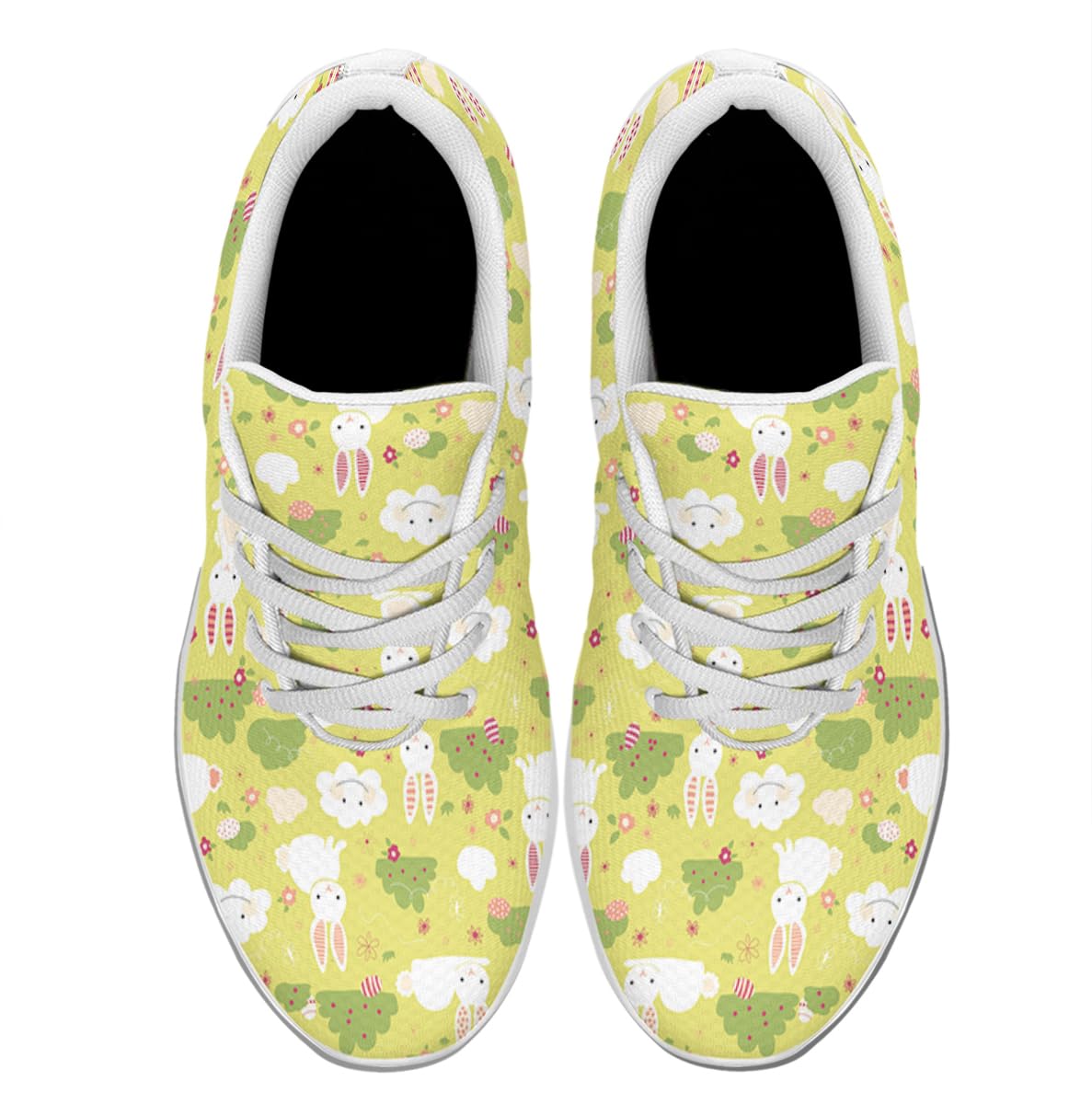 Women Men Easter Bunny Shoes Personalited 3D Print Running Shoes Athletic Tennis Sneakers White Size 9