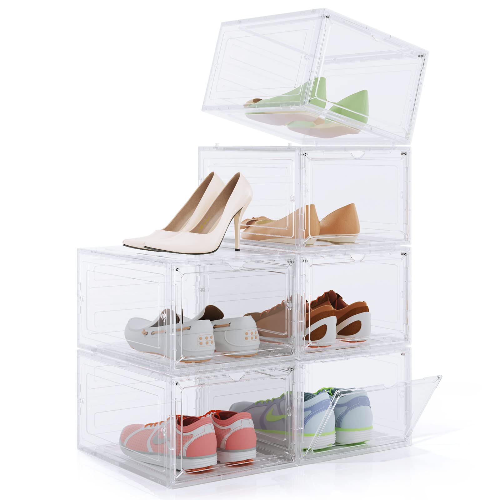 Buy VVM Shoe Organizer Boxes 6 Pack, Clear Plastic Stackable Shoe Boxes