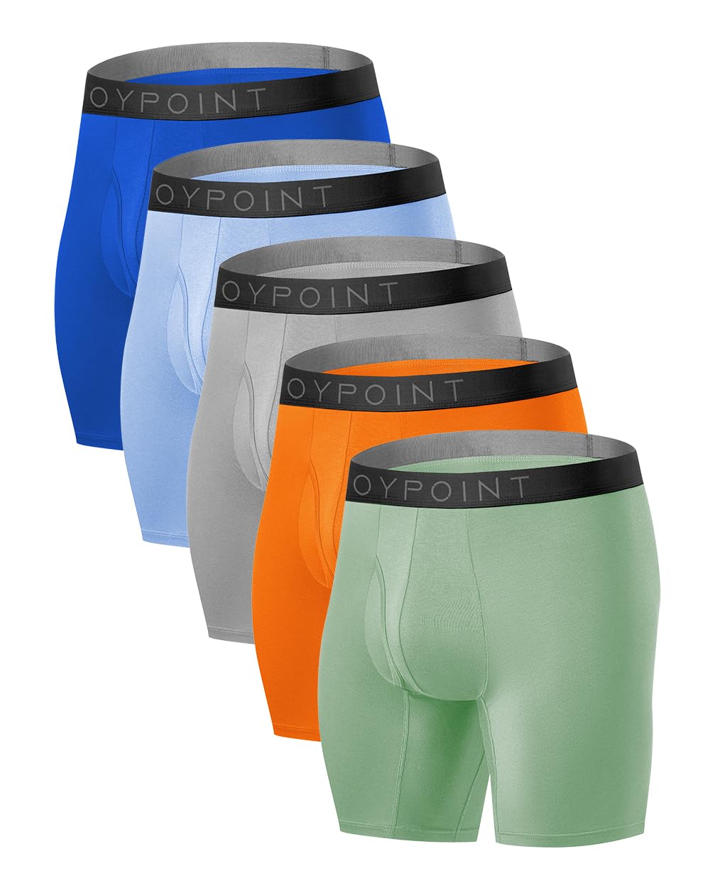 5 Pack Mens Underwear Rayon Made From Bamboo Boxer Briefs Ultra Soft Breathable No Riding Up Long Leg