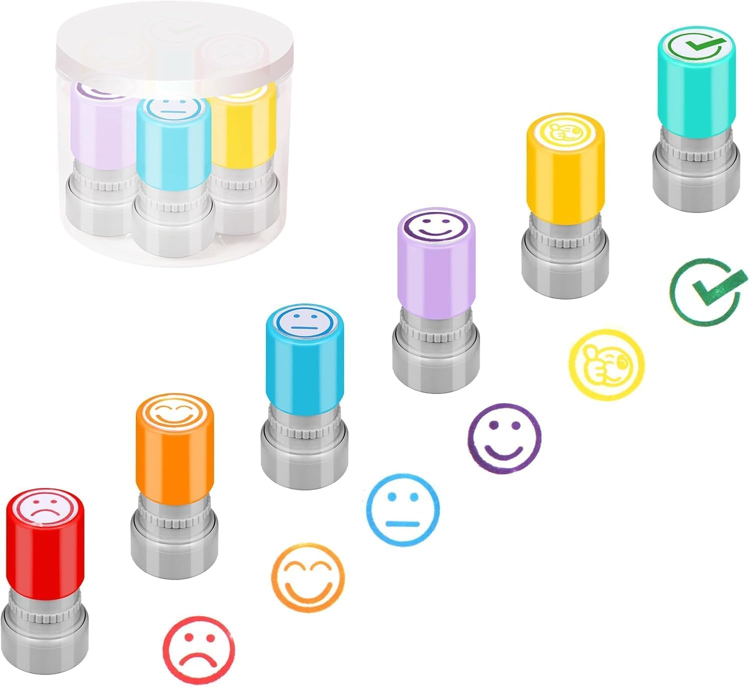 Teacher Stamps,6 Self-Ink Flash Stamp Set, Multicolor Teacher Stamps Set for Grading Classroom,Teacher Supplies for Homework-New Stamps 6pcs