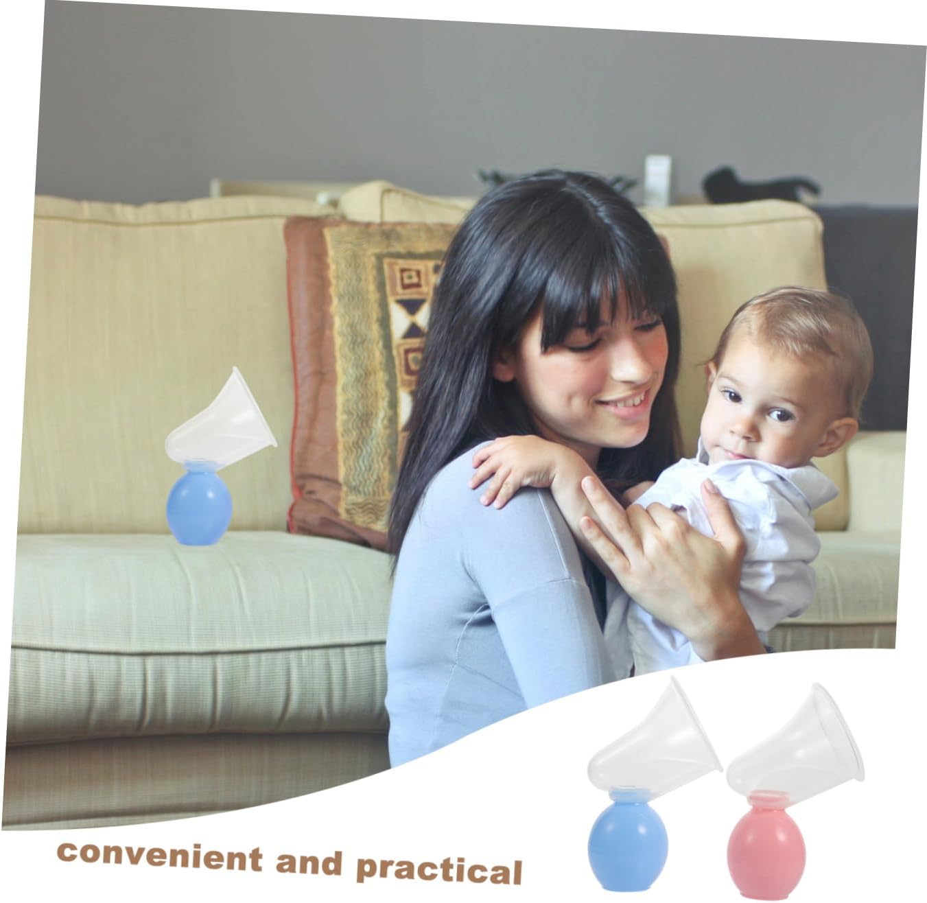 Vaguelly Manual Breast Pump and Suction Breastmilk Device for Puerpera, Portable 2pcs Set with Pink and Blue, Handheld Breastfeeding Accessory for New Mothers