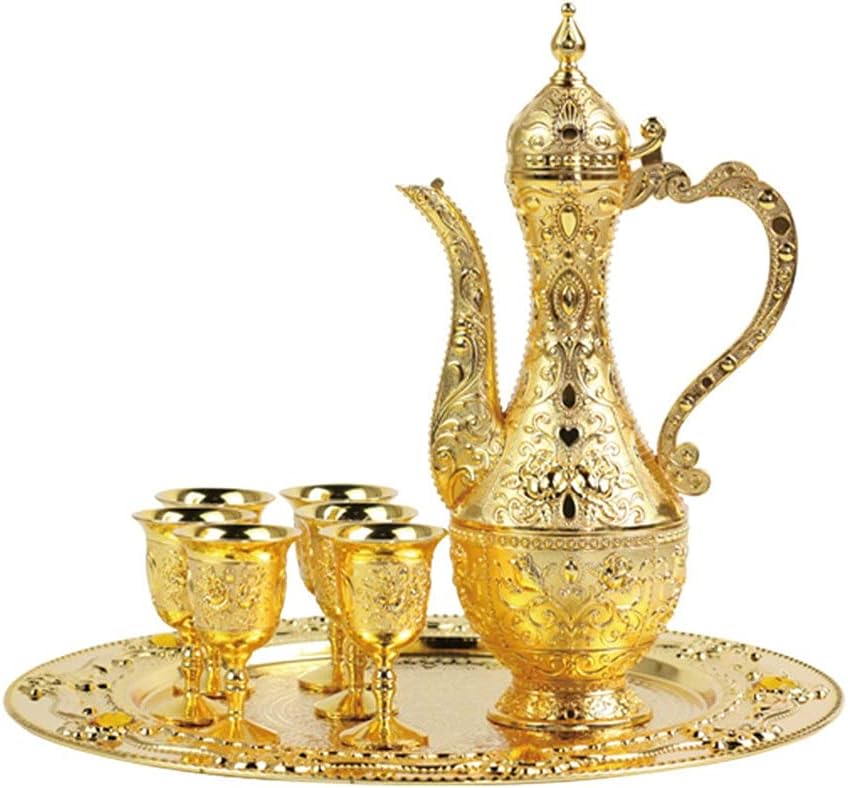 Liquor-Splitting Household Set-up Wine Set Zinc Alloy Household European-Style Metal Liquor Cup Decoration (Color : B) (A)