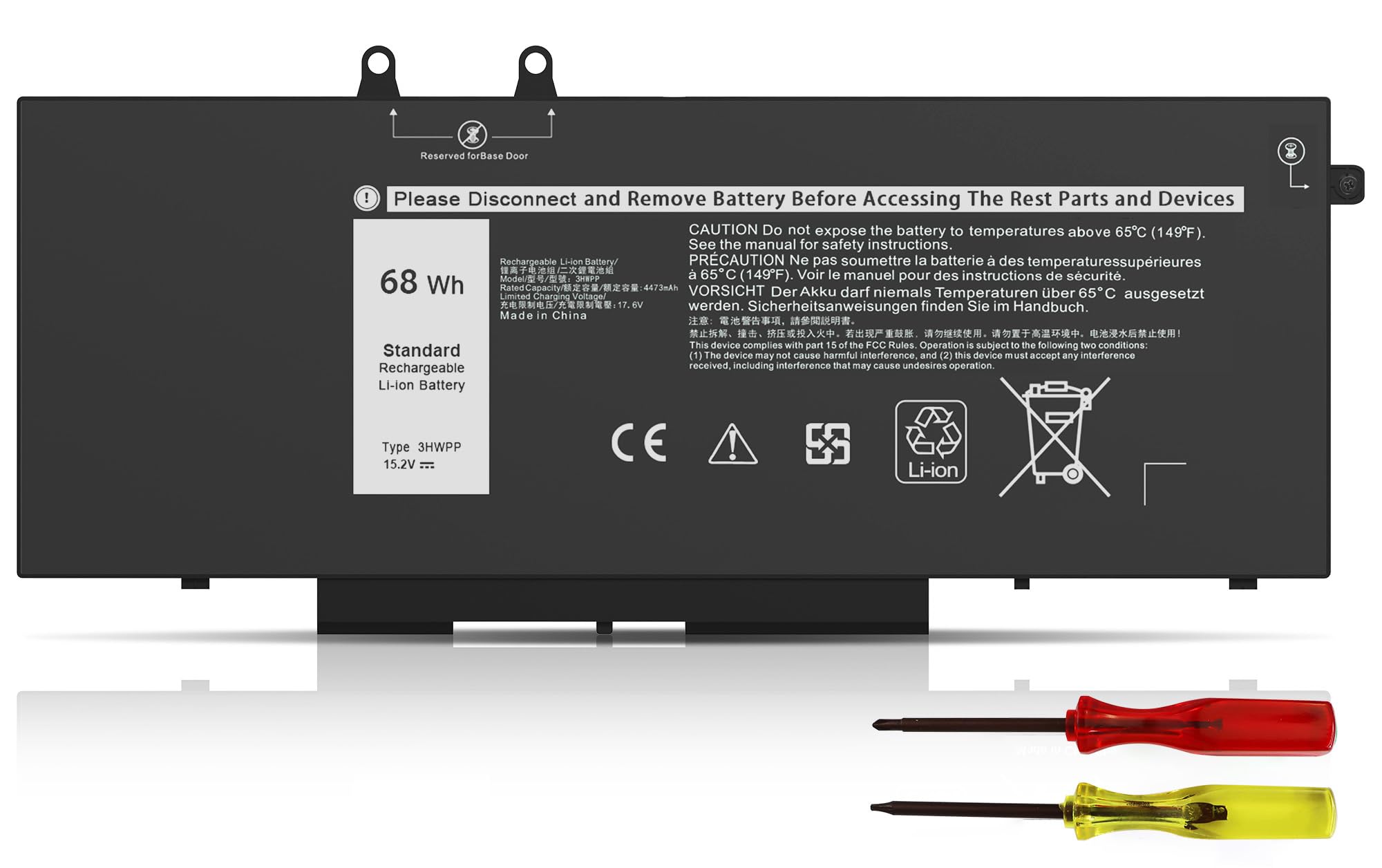 New 68Wh 3HWPP Laptop Battery Replacement for Dell Latitude 5410 5401 5510 5501 5511 5411 Precision 3541 3551 Inspiron 17 7500/7506 2-in-1 Inspiron