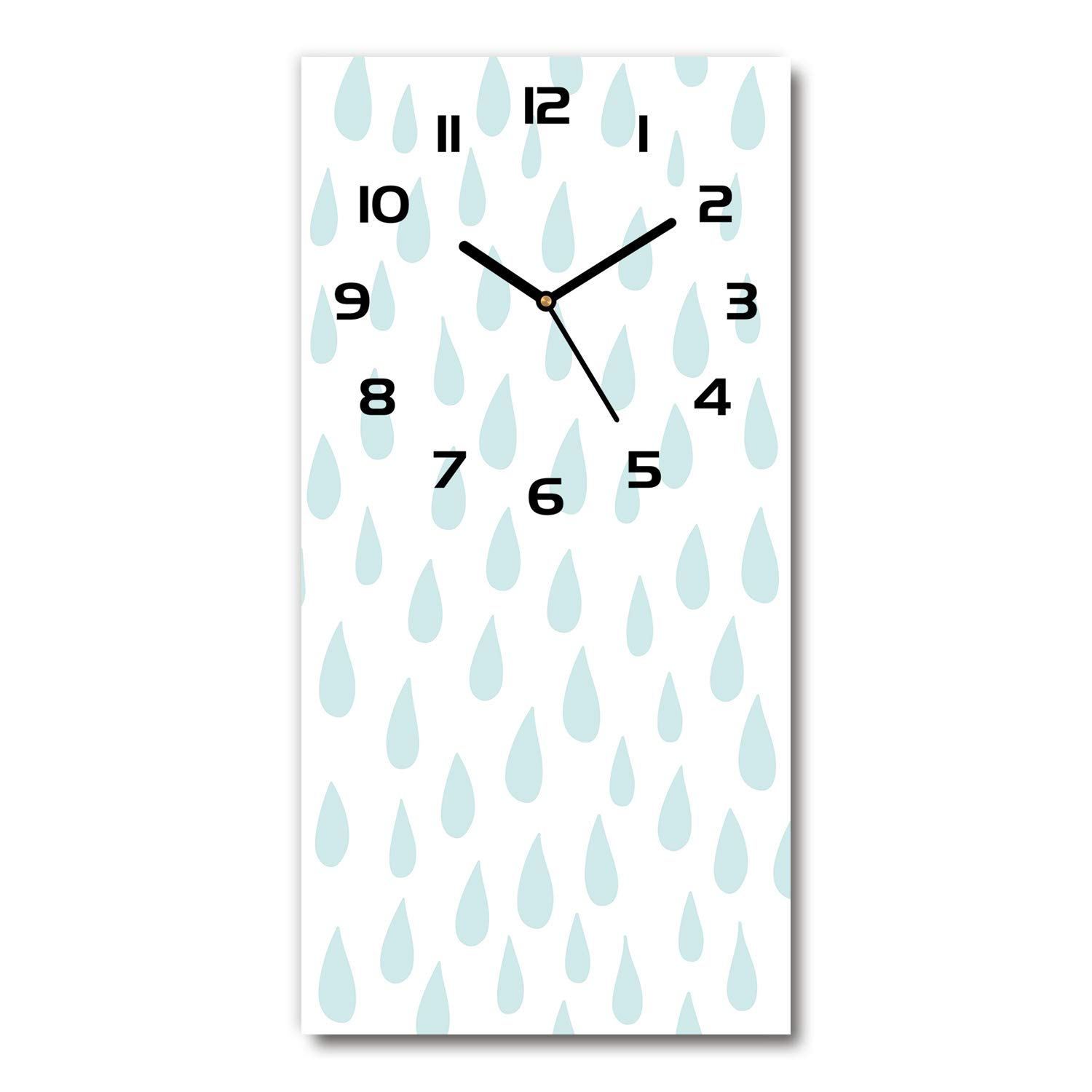 Horloge en verre 30x60cm Tulup design gouttelettes avec aiguilles noires
