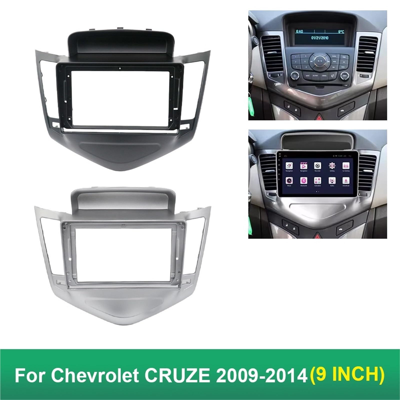 Samochodowe ramki montażowe Pasuje do Chevroleta CRUZE 2009-2014, 9-calowa 2Din, samochodowa rama DVD, zestawy wykończeniowe deski rozdzielczej, panel czołowy
