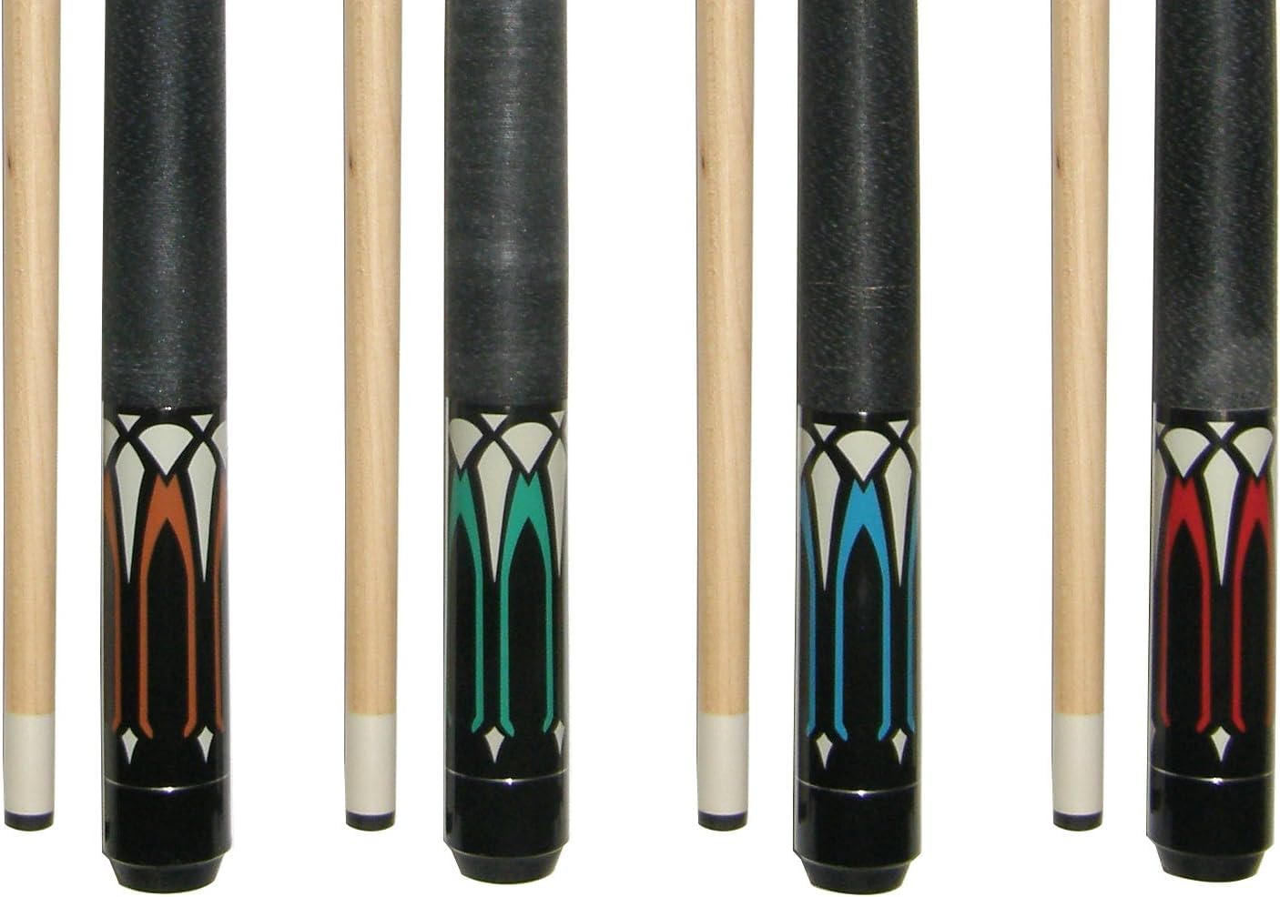 ISZY Billiards Pool Stick Set of 4. 2-Piece Cue Sticks Made from Hardwood Canadian Maple Wood in 4 Billiards Accessories