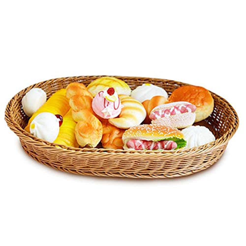 1 cesta de mimbre para pan de frutas, forma ovalada, cesta de almacenamiento tejida, cesta de almacenamiento ovalada para frutas, verduras, pan, galletas, caramelos