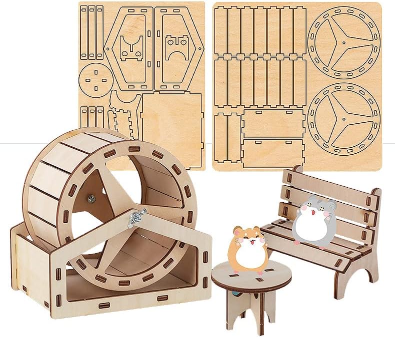 TieLishor Casa y escondite de hámster, accesorios de jaula para hámster (WheelA)