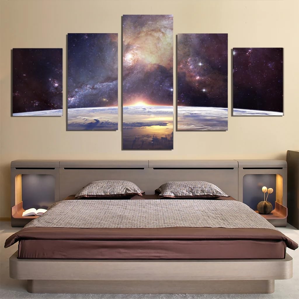 Planète & etoiles tableau decoration murale pour habiller un grand mur de salon vide