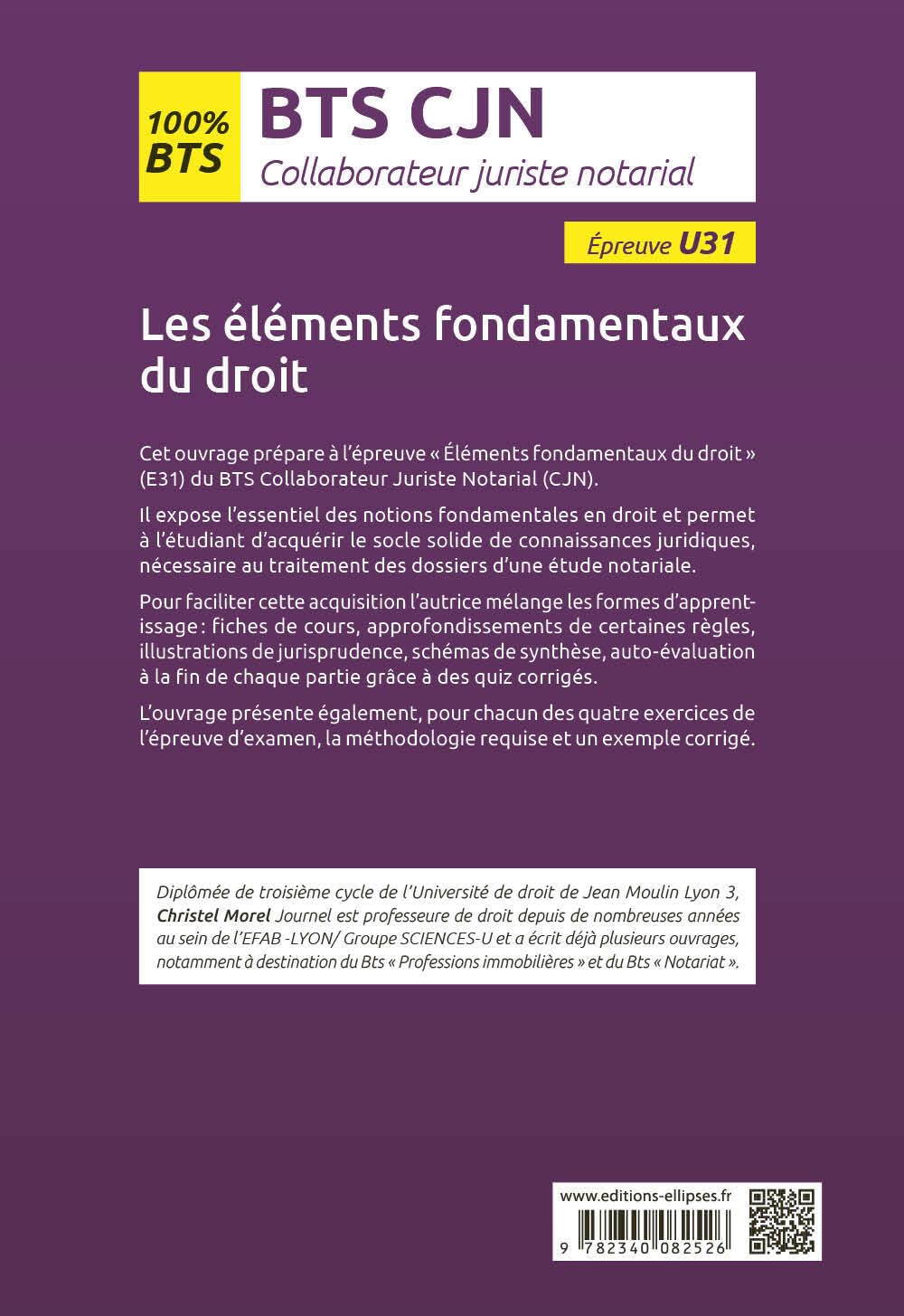 Les éléments fondamentaux du droit: BTS CJN Epreuve U31
